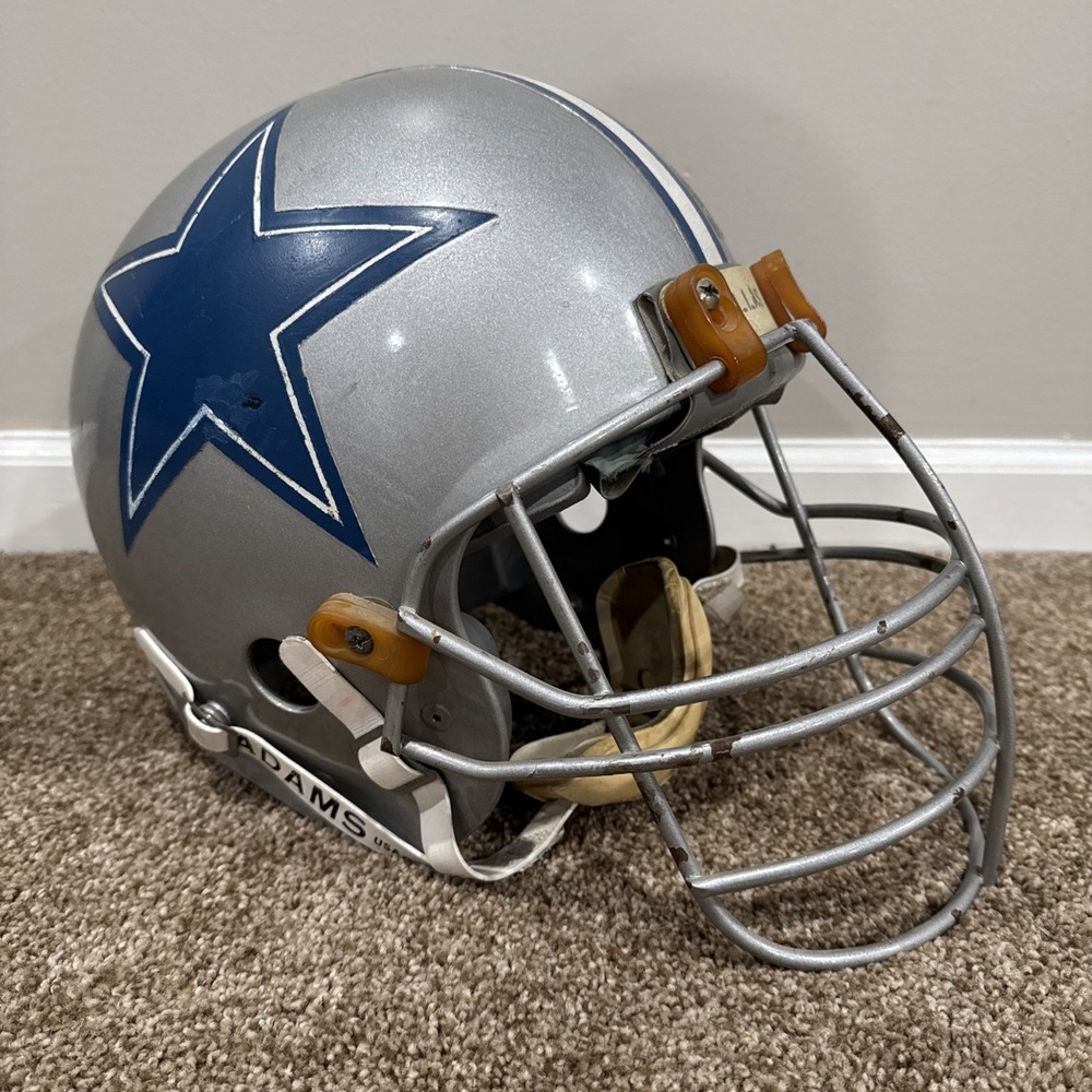 Vintage Dallas Cowboys Professional Game Helmet MAXPRO 2001 NFL Silver Blue Mask